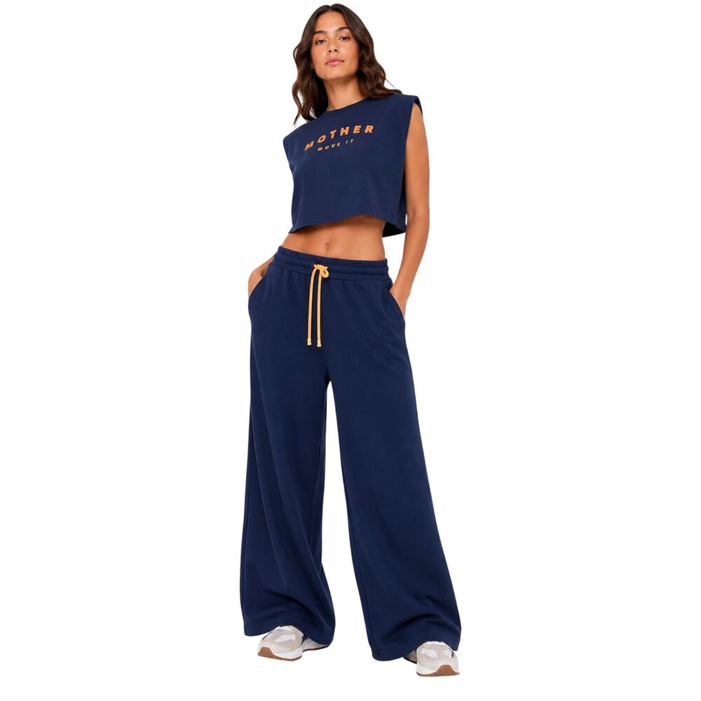 Mother Move It The Knock Out Roller Hover Wide Leg Sweatpants, Blue, Medium
